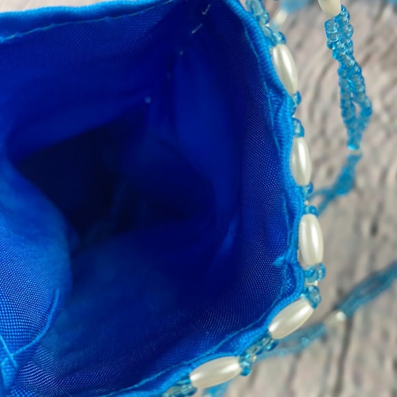 BEAUTIFULLY Beaded Blue/White Shoulder/Crossbody Mini Bag - Picture 15 of 17